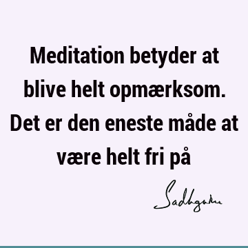 Meditation betyder at blive helt opmærksom. Det er den eneste måde at være helt fri på