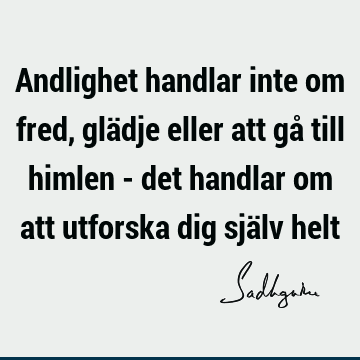 Andlighet handlar inte om fred, glädje eller att gå till himlen - det handlar om att utforska dig själv