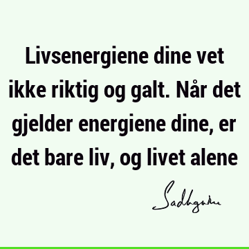 Livsenergiene dine vet ikke riktig og galt. Når det gjelder energiene dine, er det bare liv, og livet