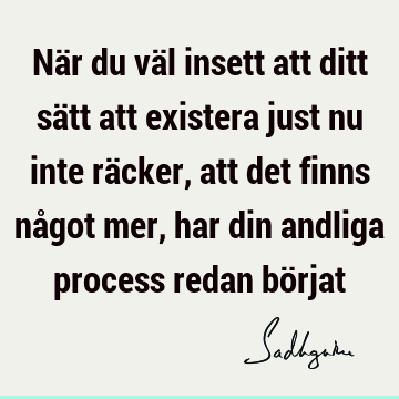 När du väl insett att ditt sätt att existera just nu inte räcker, att det finns något mer, har din andliga process redan bö