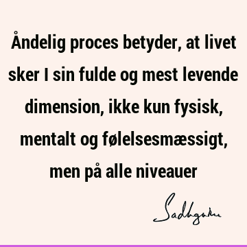 Åndelig proces betyder, at livet sker i sin fulde og mest levende dimension, ikke kun fysisk, mentalt og følelsesmæssigt, men på alle