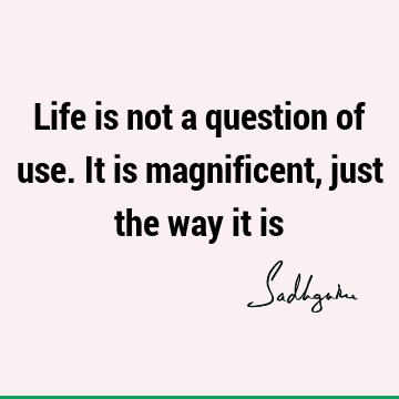 Life is not a question of use. It is magnificent, just the way it