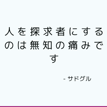 人を探求者にするのは無知の痛みです