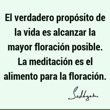 El verdadero propósito de la vida es alcanzar la mayor floración posible. La meditación es el alimento para la floració