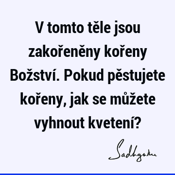 V tomto těle jsou zakořeněny kořeny Božství. Pokud pěstujete kořeny, jak se můžete vyhnout kvetení?