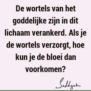 De wortels van het goddelijke zijn in dit lichaam verankerd. Als je de wortels verzorgt, hoe kun je de bloei dan voorkomen?