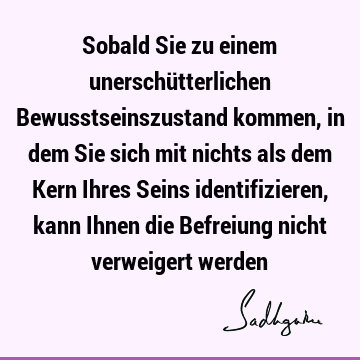 Sobald Sie zu einem unerschütterlichen Bewusstseinszustand kommen, in dem Sie sich mit nichts als dem Kern Ihres Seins identifizieren, kann Ihnen die Befreiung