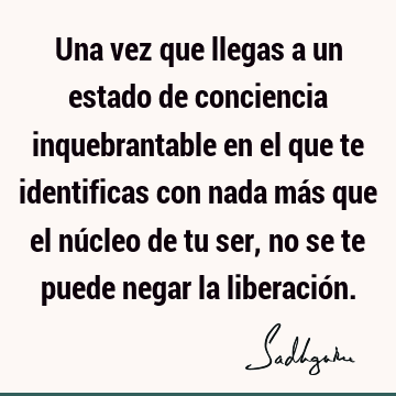 Una vez que llegas a un estado de conciencia inquebrantable en el que te identificas con nada más que el núcleo de tu ser, no se te puede negar la liberació