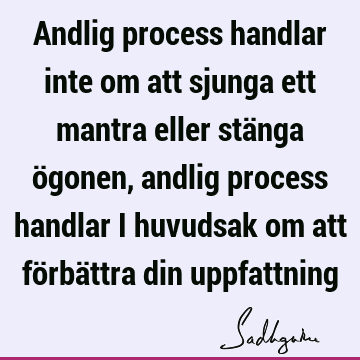 Andlig process handlar inte om att sjunga ett mantra eller stänga ögonen, andlig process handlar i huvudsak om att förbättra din