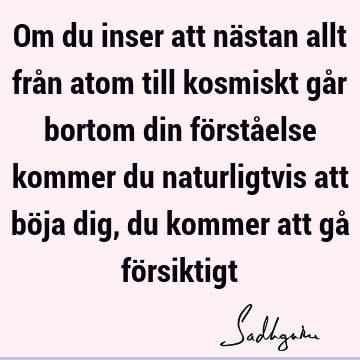 Om du inser att nästan allt från atom till kosmiskt går bortom din förståelse kommer du naturligtvis att böja dig, du kommer att gå fö