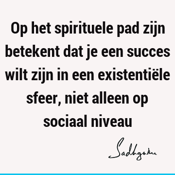 Op het spirituele pad zijn betekent dat je een succes wilt zijn in een existentiële sfeer, niet alleen op sociaal