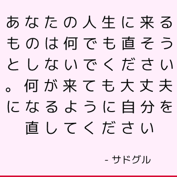 あなたの人生に来るものは何でも直そうとしないでください。 何が来ても大丈夫になるように自分を直してください