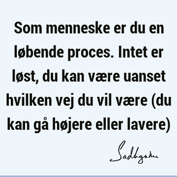 Som menneske er du en løbende proces. Intet er løst, du kan være uanset hvilken vej du vil være (du kan gå højere eller lavere)