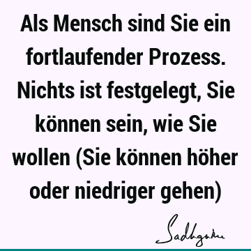 Als Mensch sind Sie ein fortlaufender Prozess. Nichts ist festgelegt, Sie können sein, wie Sie wollen (Sie können höher oder niedriger gehen)