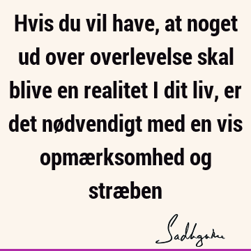 Hvis du vil have, at noget ud over overlevelse skal blive en realitet i dit liv, er det nødvendigt med en vis opmærksomhed og stræ