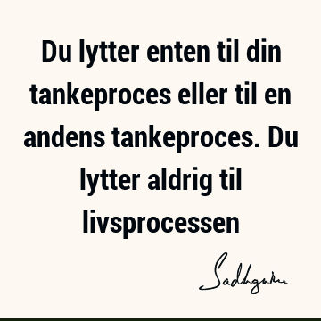 Du lytter enten til din tankeproces eller til en andens tankeproces. Du lytter aldrig til