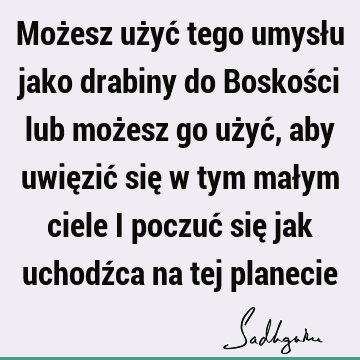 Możesz użyć tego umysłu jako drabiny do Boskości lub możesz go użyć, aby uwięzić się w tym małym ciele i poczuć się jak uchodźca na tej