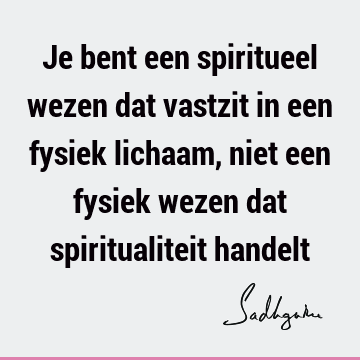 Je bent een spiritueel wezen dat vastzit in een fysiek lichaam, niet een fysiek wezen dat spiritualiteit