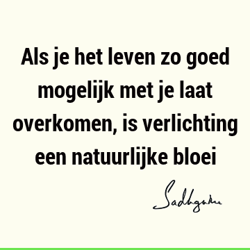 Als je het leven zo goed mogelijk met je laat overkomen, is verlichting een natuurlijke