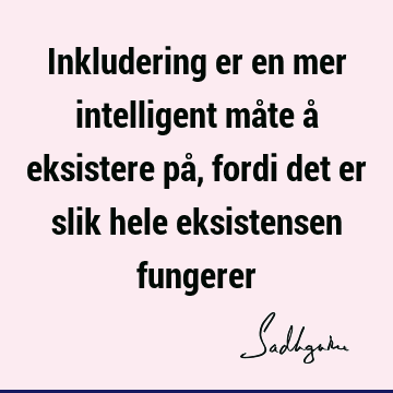 Inkludering er en mer intelligent måte å eksistere på, fordi det er slik hele eksistensen