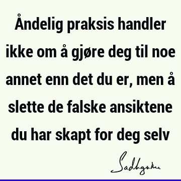 Åndelig praksis handler ikke om å gjøre deg til noe annet enn det du er, men å slette de falske ansiktene du har skapt for deg