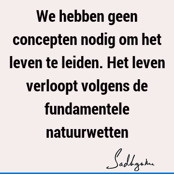 We hebben geen concepten nodig om het leven te leiden. Het leven verloopt volgens de fundamentele