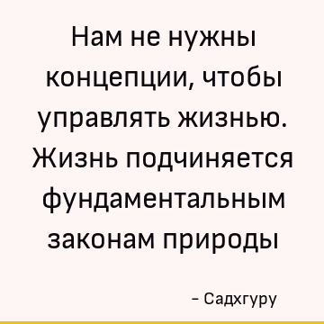 Нам не нужны концепции, чтобы управлять жизнью. Жизнь подчиняется фундаментальным законам природы
