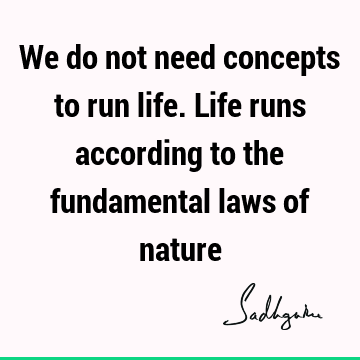 We do not need concepts to run life. Life runs according to the fundamental laws of