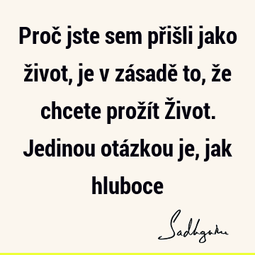 Proč jste sem přišli jako život, je v zásadě to, že chcete prožít Život. Jedinou otázkou je, jak