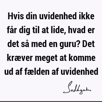 Hvis din uvidenhed ikke får dig til at lide, hvad er det så med en guru? Det kræver meget at komme ud af fælden af