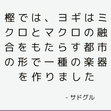 樫では、ヨギはミクロとマクロの融合をもたらす都市の形で一種の楽器を作りました