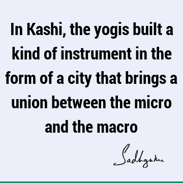 In Kashi, the yogis built a kind of instrument in the form of a city that brings a union between the micro and the