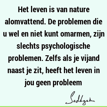 Het leven is van nature alomvattend. De problemen die u wel en niet kunt omarmen, zijn slechts psychologische problemen. Zelfs als je vijand naast je zit,