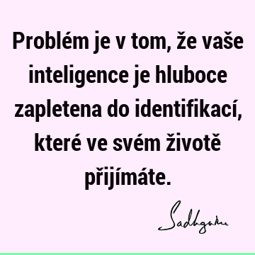 Problém je v tom, že vaše inteligence je hluboce zapletena do identifikací, které ve svém životě přijímá