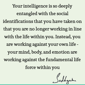 Your intelligence is so deeply entangled with the social identifications that you have taken on that you are no longer working in line with the life within
