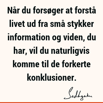 Når du forsøger at forstå livet ud fra små stykker information og viden, du har, vil du naturligvis komme til de forkerte