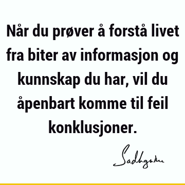 Når du prøver å forstå livet fra biter av informasjon og kunnskap du har, vil du åpenbart komme til feil