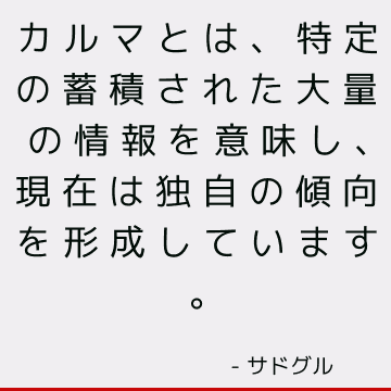 カルマとは、特定の蓄積された大量の情報を意味し、現在は独自の傾向を形成しています。