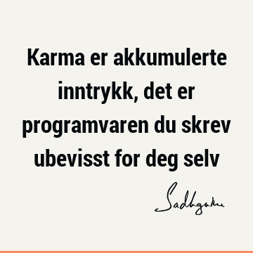 Karma er akkumulerte inntrykk, det er programvaren du skrev ubevisst for deg