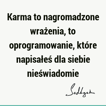 Karma to nagromadzone wrażenia, to oprogramowanie, które napisałeś dla siebie nieś