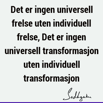 Det er ingen universell frelse uten individuell frelse, Det er ingen universell transformasjon uten individuell