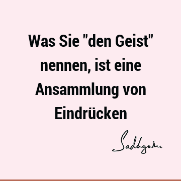 Was Sie "den Geist" nennen, ist eine Ansammlung von Eindrü