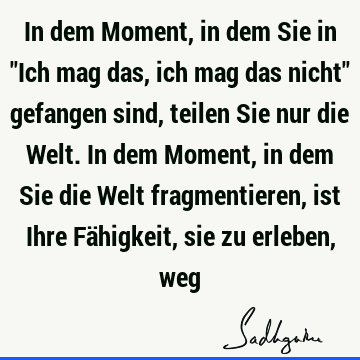 In dem Moment, in dem Sie in "Ich mag das, ich mag das nicht" gefangen sind, teilen Sie nur die Welt. In dem Moment, in dem Sie die Welt fragmentieren, ist I