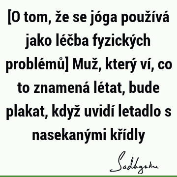 [O tom, že se jóga používá jako léčba fyzických problémů] Muž, který ví, co to znamená létat, bude plakat, když uvidí letadlo s nasekanými kří