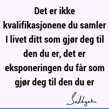 Det er ikke kvalifikasjonene du samler i livet ditt som gjør deg til den du er, det er eksponeringen du får som gjør deg til den du