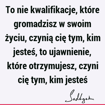 To nie kwalifikacje, które gromadzisz w swoim życiu, czynią cię tym, kim jesteś, to ujawnienie, które otrzymujesz, czyni cię tym, kim jesteś