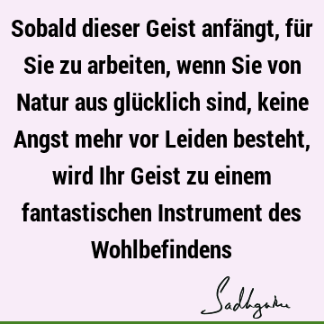 Sobald dieser Geist anfängt, für Sie zu arbeiten, wenn Sie von Natur aus glücklich sind, keine Angst mehr vor Leiden besteht, wird Ihr Geist zu einem