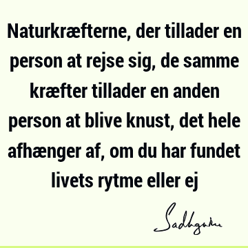 Naturkræfterne, der tillader en person at rejse sig, de samme kræfter tillader en anden person at blive knust, det hele afhænger af, om du har fundet livets