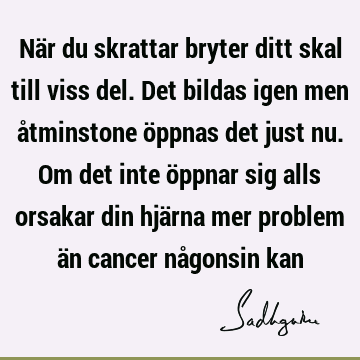 När du skrattar bryter ditt skal till viss del. Det bildas igen men åtminstone öppnas det just nu. Om det inte öppnar sig alls orsakar din hjärna mer problem ä