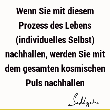 Wenn Sie mit diesem Prozess des Lebens (individuelles Selbst) nachhallen, werden Sie mit dem gesamten kosmischen Puls